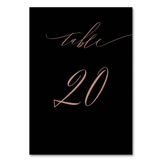 Numéro De Table Élégant Rose noir Gold Script 20 Mariage (Par défaut)