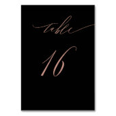 Numéro De Table Élégant Rose noir Gold Script No16 Mariage (Dos)