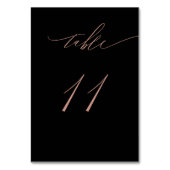 Numéro De Table Élégant Rose noir Gold Script No 11 Mariage (Dos)