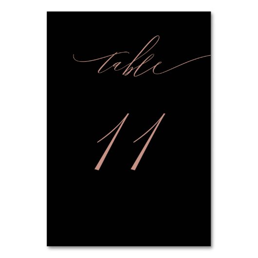 Numéro De Table Élégant Rose noir Gold Script No 11 Mariage (Par défaut)