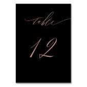 Numéro De Table Élégant Rose noir Gold Script No 12 Mariage (Dos)