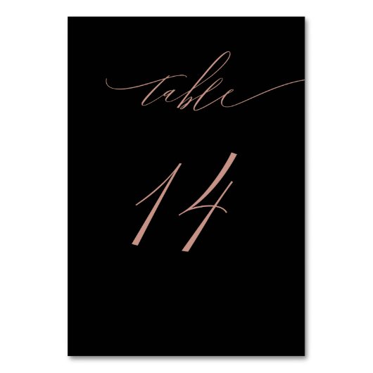 Numéro De Table Élégant Rose noir Gold Script No 14 Mariage (Par défaut)