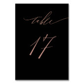 Numéro De Table Élégant Rose noir Gold Script No 17 Mariage (Dos)