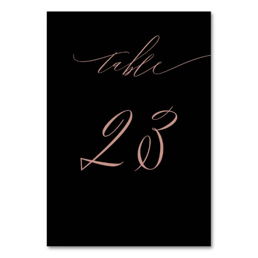 Numéro De Table Élégant Rose noir Gold Script No 23 Mariage (Par défaut)