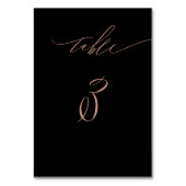 Numéro De Table Élégant Rose noir Gold Script No 3 Mariage (Dos)