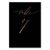 Numéro De Table Élégant Rose noir Gold Script No 7 Mariage (Dos)