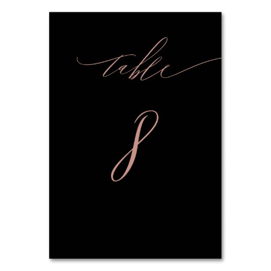 Numéro De Table Élégant Rose noir Gold Script No 8 Mariage (Par défaut)