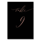 Numéro De Table Élégant Rose noir Gold Script No 9 Mariage (Dos)