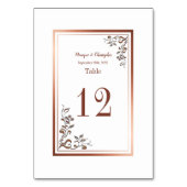 Numéro De Table Élégant Rose or cuivre floral blanc Mariage (Par défaut)