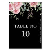 Numéro De Table Élégant rose pâle Fleurs Mariage noir (Dos)