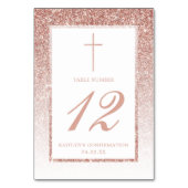 Numéro De Table Élégant Rose Parties scintillant Or Confirmation O (Dos)