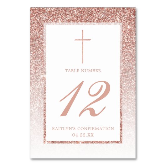 Numéro De Table Élégant Rose Parties scintillant Or Confirmation O (Par défaut)