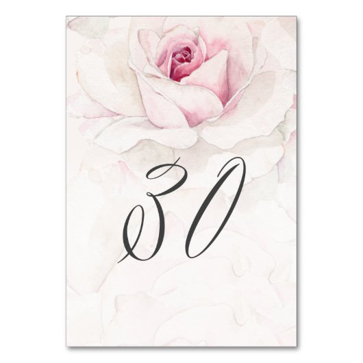 Numéro De Table Elégant rose rose rose aquarelle Floral No 30 Mari (Par défaut)