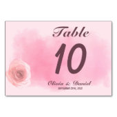 Numéro De Table Élégant rose rose rose rose rose mariage (Dos)
