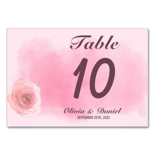 Numéro De Table Élégant rose rose rose rose rose mariage (Devant)