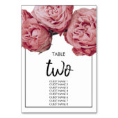 Numéro De Table Élégant rose Roses Mariages noms d'invités (Dos)