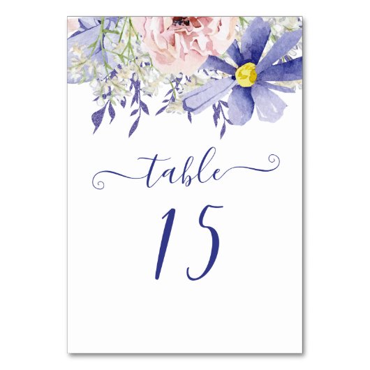 Numéro De Table Élégant rose violet .Aquarelle Floral Mariage (Par défaut)