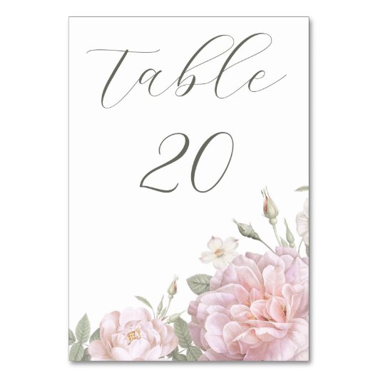Numéro De Table Elégant Roses Rose Jardin Mariage (Par défaut)