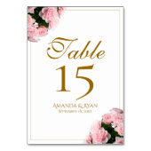 Numéro De Table Elégant Roses Roses Roses Bouquet Fleurs Mariage F (Dos)