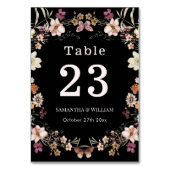 Numéro De Table Elégant Royal Black Pastel Fleur sauvage Boho Mari (Par défaut)