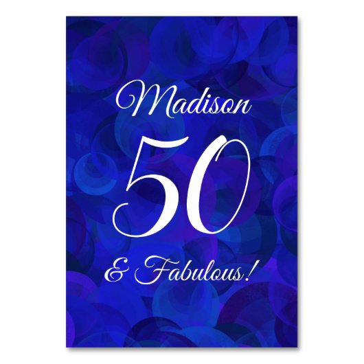 Numéro De Table Elégant Royal Blue 50 et fabuleuse fête d'annivers (Dos)