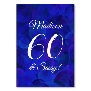 Numéro De Table Elégant Royal Blue 60 & Sassy Birthday Party