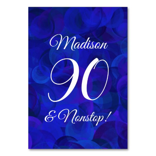 Numéro De Table Elégant Royal Blue 90 et fête d'anniversaire sans  (Dos)