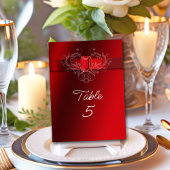 Numéro De Table Élégant Ruby Rouge Ruby Mariage Noël