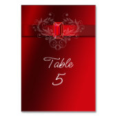 Numéro De Table Élégant Ruby Rouge Ruby Mariage Noël (Dos)