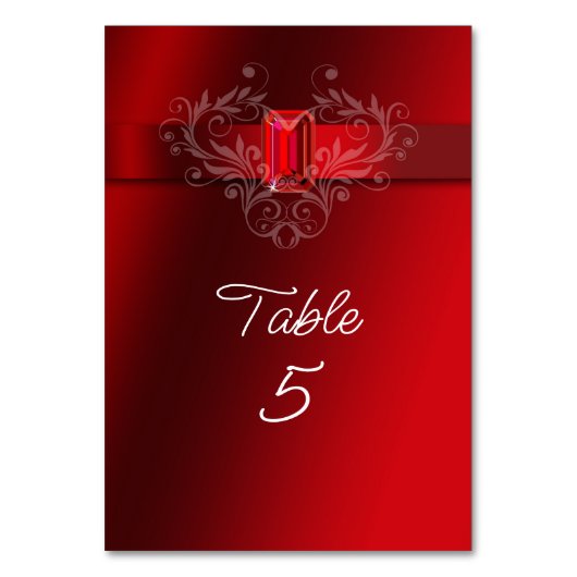 Numéro De Table Élégant Ruby Rouge Ruby Mariage Noël (Par défaut)