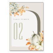 Numéro De Table Élégant Rustique Automne Citrouille Feuilles Flora (Dos)