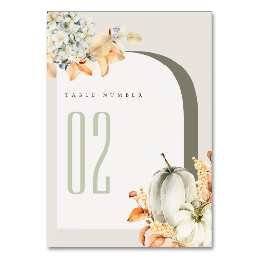 Numéro De Table Élégant Rustique Automne Citrouille Feuilles Flora (Dos)