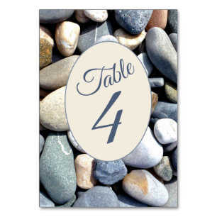 Numéro De Table Elégant Rustique Coloré Plage de galets TABLEAU 4