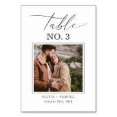 Numéro De Table Élégant Rustique Script photo Mariage Numéro de ta (Dos)
