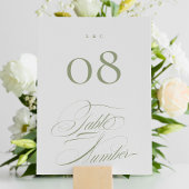 Numéro De Table Elégant Sage Formal sur Mariage de Calligraphie Bl