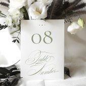Numéro De Table Elégant Sage Formal sur Mariage de Calligraphie Bl