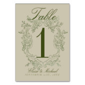 Numéro De Table Elegant Sage Green Crest Wedding (Dos)