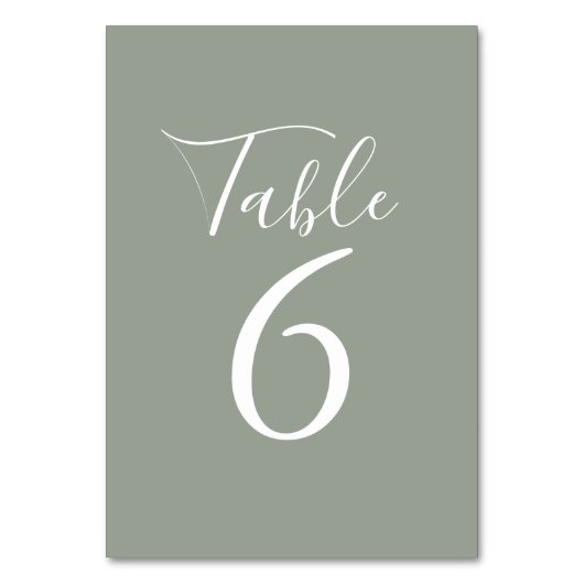 Numéro De Table Élégant Sage Green Numéros de tableau de script (Par défaut)