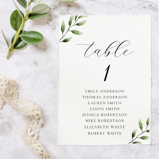 Numéro De Table Elégant Sage Greenery Mariage Seating Chart