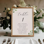 Numéro De Table Elégant Sage Greenery Mariage Seating Chart<br><div class="desc">Carte de numéro de table sur mesure,  avec un design moderne et élégant,  avec un numéro de table et des noms personnalisés.</div>