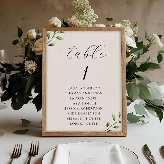 Numéro De Table Elégant Sage Greenery Mariage Seating Chart