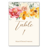Numéro De Table Élégant script automne fleurs florales mariage (Par défaut)
