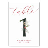 Numéro De Table Élégant Script Berries d'hiver Tableau 1 (Dos)