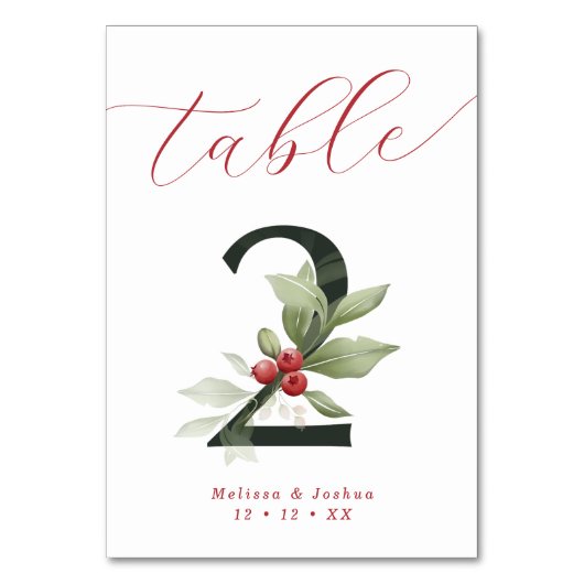 Numéro De Table Élégant Script Berries d'hiver Tableau 2 (Par défaut)