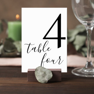 Numéro De Table Elegant Script Black & White Reception Table Card