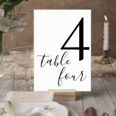 Numéro De Table Elegant Script Black & White Reception Table Card