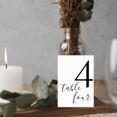 Numéro De Table Elegant Script Black & White Reception Table Card