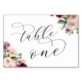 Numéro De Table Élégant Script Bourgogne Floral Mariage Réception  (Dos)