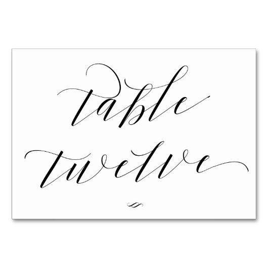 Numéro De Table Élégant Script Calligraphie Table Douze Réception (Dos)