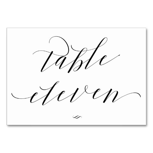Numéro De Table Élégant Script Calligraphie Table Onze Réception (Dos)